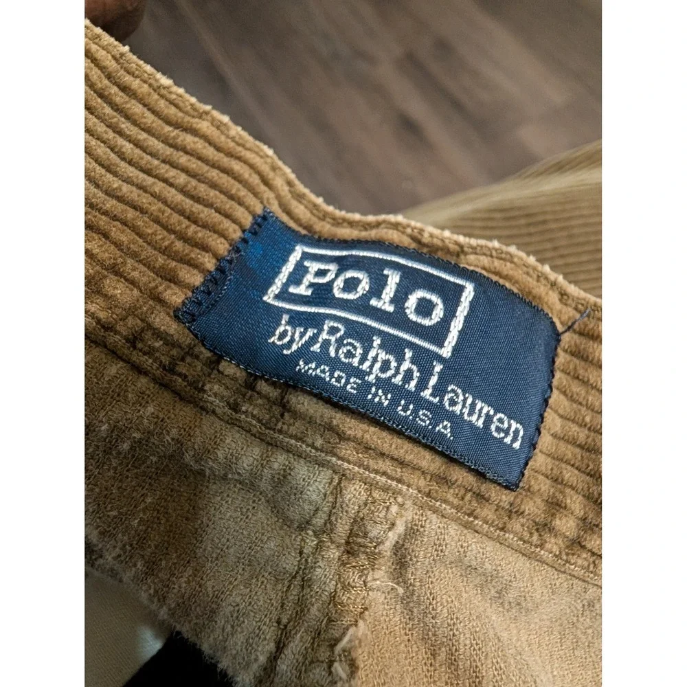 Polo Ralph Lauren Polo Cord Brown Corduroy Pants Mens 38x30‎ Pleated Made in USA